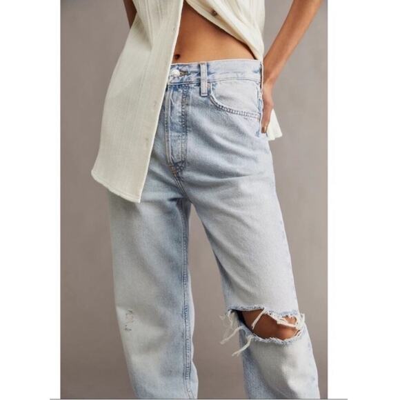 Free People We The Free Lasso Straight Leg Jeans Light Wash Size 28 - Picture 3 of 13